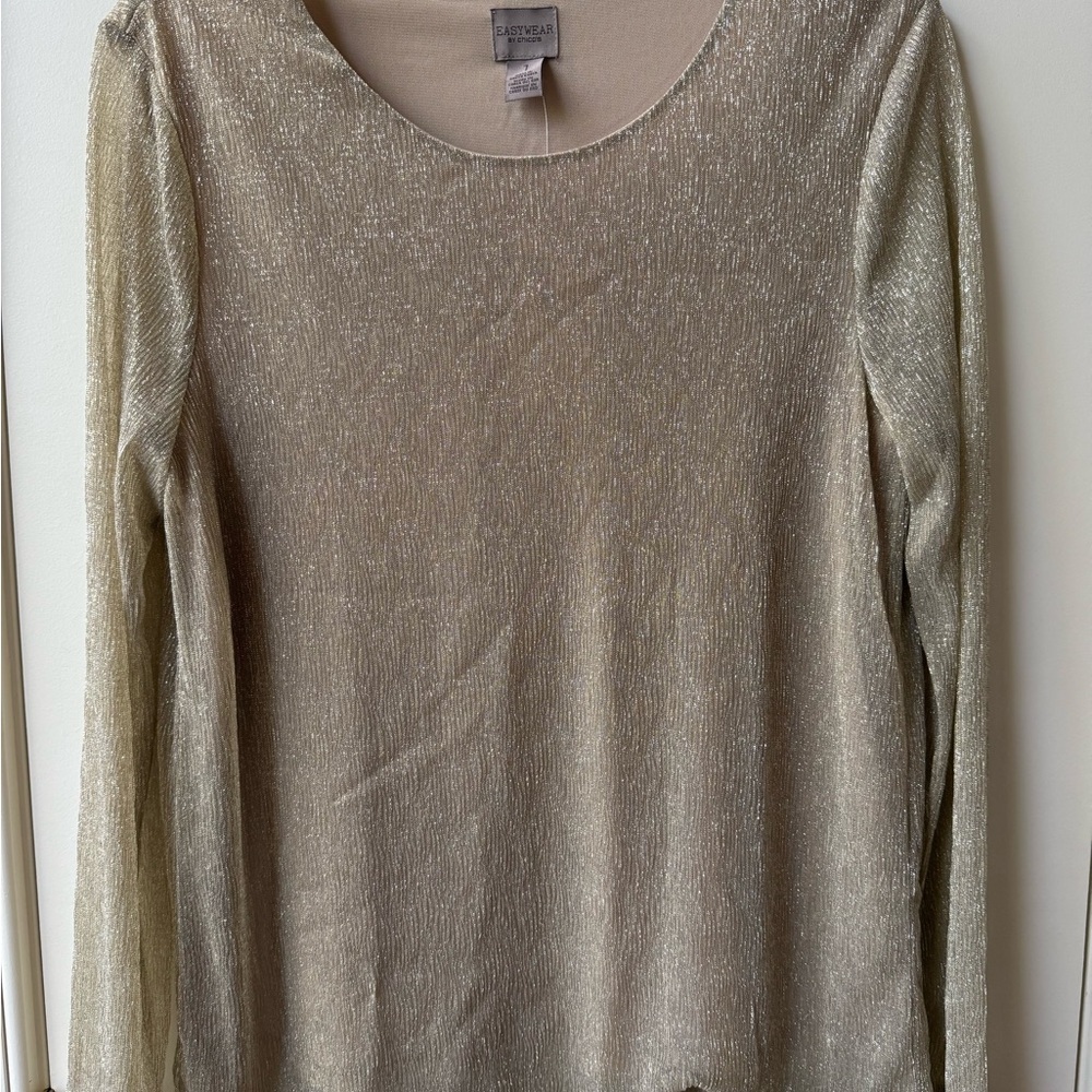 Chico's Shimmering Gold Long Sleeve Top